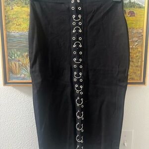 Black Lace-Up Front Pencil Skirt - Contemporary Women's Style